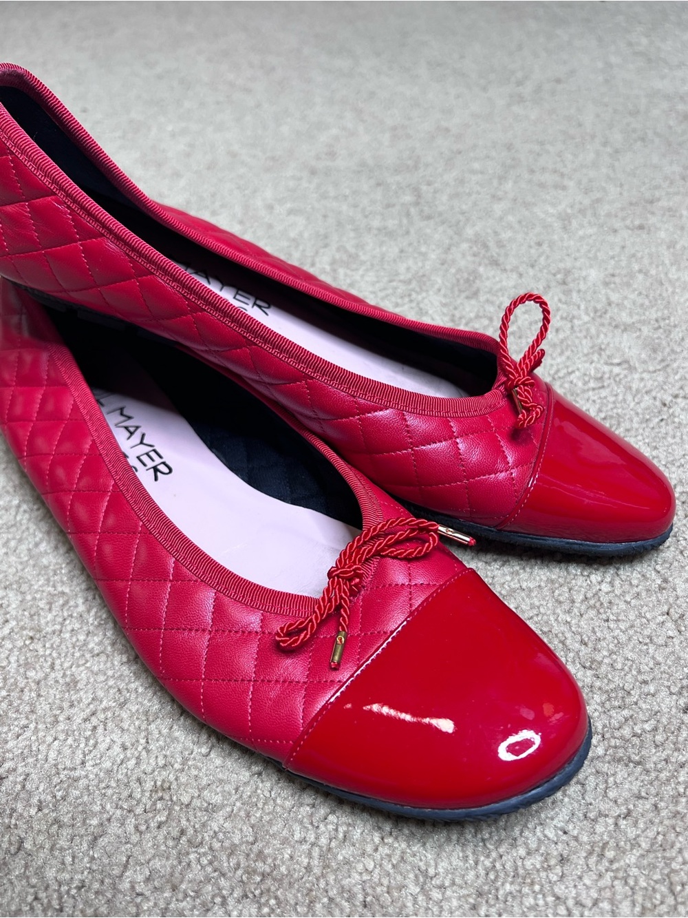 Paul Mayer Red Quilted & Patent Ballet Flats